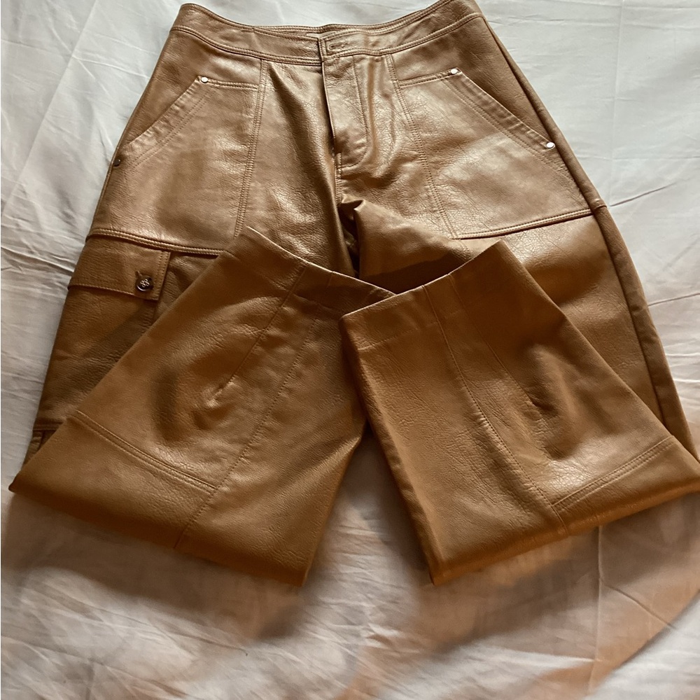 Anthropologie Camel Leather Pants